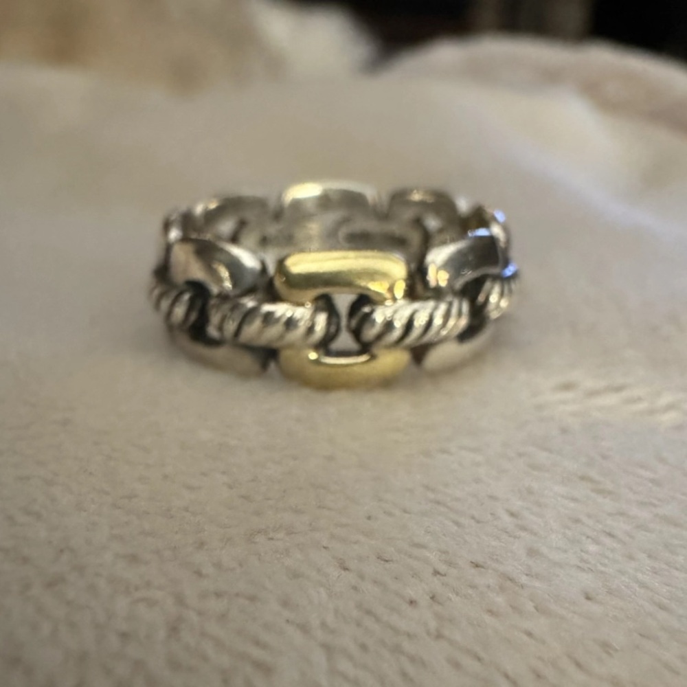 David Yurman silver & gold link ring